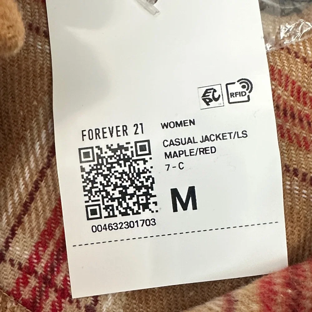 Forever 21 Plaid fleece Button-Up oversized Jacket size medium BNWT - Picture 5 of 10